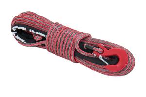 Rough Country - Rough Country Synthetic Rope Rated Up To 16000lbs 85 Feet high Quality Synthetic Rope Incl. Clevis Hook And Protective Sleeve Red/Grey - RS116 - Image 1