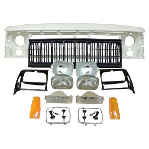 Crown Automotive Jeep Replacement Header Panel Kit Incl. Header Panel/Headlamps/Bulbs/Bezels/Adjusters/Parking Lamps/Sidemarker Lamps/Grilles/Headlamp Seats/Headlamp Rings/Hardware.  -  55054945K