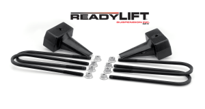 ReadyLift Rear Block Kit 5 in. Flat Cast Iron Blocks Incl. Integrated Locating Pin E-Coated U-Bolts Nuts/Washers - 66-2015