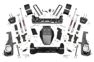 Rough Country Suspension Lift Kit 7.5 in. Lift w/0.25 in. Steel Crossmembers 0.25 Torsion Bar Drop Brakets Skid Plate Hammer Black - 10430