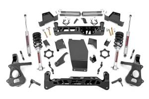 Rough Country Suspension Lift Kit 7 in. Lifted Knuckles Front/Rear High Clearance Cross Members Skid Plate Fabricated Anti Wrap Lift Blocks Includes N3 Shocks Absorbers - 17432