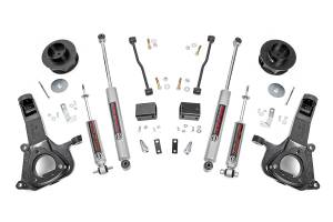 Rough Country Suspension Lift Kit 4in. Lifted Knuckles Coil Spring Spacers N3 Shocks Nitrogen Charged 18 mm. Spring Loaded Piston Rod 54 mm. Shock Body - 30730