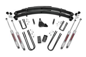 Rough Country Suspension Lift Kit w/Shocks 4 in. Lift Incl. Leaf Springs Swaybar/Trackbar Drop Brkt. Blocks U-Bolts Hardware Front and Rear Premium N3 Shocks - 49530