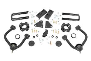 Rough Country Leveling Kit 3.5 in. High Quality Tubular Upper Control Arms Cleveite Rubber Bushings Drop Brackets Front Strut Spacers Laser Cut Powder Coated Black Finish - 50000