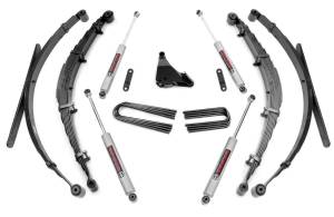 Rough Country Suspension Lift Kit w/Shocks 4 in. Lift Incl. Leaf Springs Swaybar/Trackbar Drop Brkt. U-Bolts Hardware Front and Rear Premium N3 Shocks - 50130