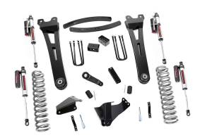 Rough Country Suspension Lift Kit 6 in. w/N3 Shocks Heavy Duty Radius Arms Rubber Bushings Adjustable Alignment Cam Lifted Coil Springs Brackets Spacers Add Leafs w/Hardware - 53750