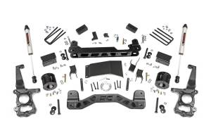 Rough Country Suspension Lift Kit 4 in. w/V2 Shocks Lifted Knuckles Driveshaft And Strut Spacers Brackets 1/4 in. Thick Plate Steel Front/Rear Cross Members Includes Hardware - 55570