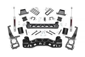 Rough Country Suspension Lift Kit 6 in. w/N3 Shocks Durable Lifted Knuckles Strut Spacers 1/4 in. Thick Plate Steel Front/Rear High Clearance - 57331