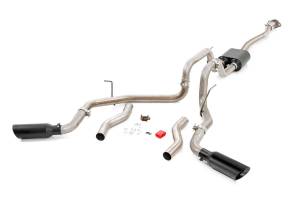 Rough Country Exhaust System Dual Cat-Back Black Tips Stainless Includes Installation Instructions - 96005