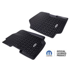 Rugged Ridge All Terrain Floor Liner, Front Pair, Black, Jeep Logo; 76-95 CJ/YJ DMC-12920.22