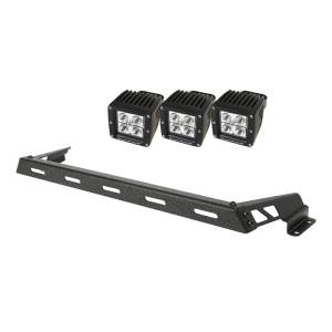 Rugged Ridge Light Bar Kit, Hood Mounted, Textured Black, 3 Square; 07-18 Wrangler 11232.11