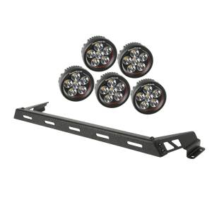 Rugged Ridge - Rugged Ridge Light Bar Kit, Hood Mounted, Textured Black, 5 Round; 07-18 Wrangler 11232.14 - Image 1