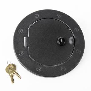 Rugged Ridge Gas Cap Door, Locking, Textured Black; 07-18 Jeep Wrangler JK/JKU 11229.06