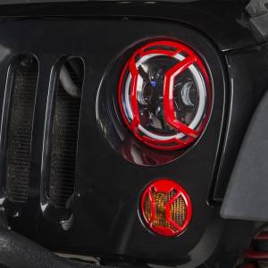 Rugged Ridge - Rugged Ridge Elite Euro Guard Kit, Headlight, Red; 07-18 Jeep Wrangler JK/JKU 11230.15 - Image 3