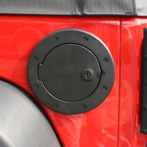 Rugged Ridge Gas Cap Door, Locking, Black Aluminum; 07-18 Jeep Wrangler JK 11425.06