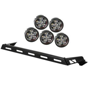 Rugged Ridge Light Bar Kit, Hood Mounted, 5 Round; 07-18 Jeep Wrangler JK 11232.07