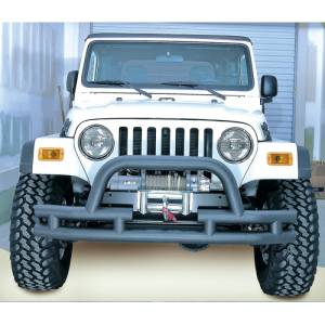 Rugged Ridge Double Tube Bumper, Front, 3 Inch, Hoop, Winch Ready; 76-06 CJ/YJ/TJ 11561.03