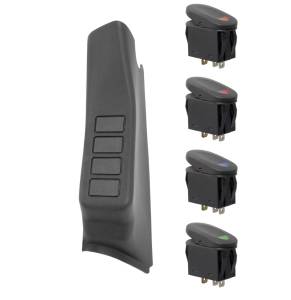 Rugged Ridge Switch Pod Kit, A-Pillar, 4 Switches, Black, LHD; 11-18 Wrangler JK 17235.96