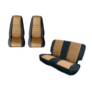 Rugged Ridge - Rugged Ridge Seat Cover Kit, Black/Tan; 80-90 Jeep CJ/Wrangler YJ 13290.04 - Image 1