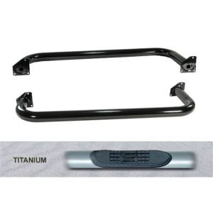 Rugged Ridge - Rugged Ridge Tube Side Steps, Round, 3 Inch, Titanium; 97-06 Jeep Wrangler TJ 11592.04 - Image 2