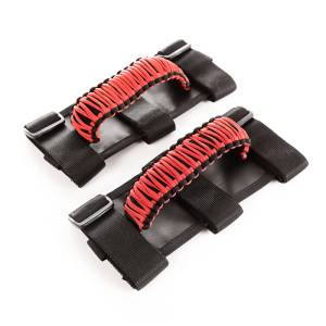 Rugged Ridge Grab Handle Kit, Paracord, Red/Black; 55-21 Jeep CJ/Wrangler/Gladiator 13505.31