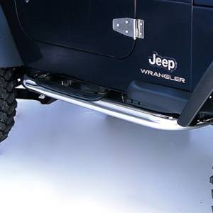 Rugged Ridge Tube Side Step Kit, Round, 3 Inch, Stainless Steel; 97-06 Wrangler TJ 11593.04