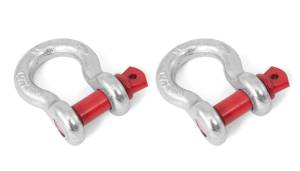 Rugged Ridge - Rugged Ridge D-Ring Shackle Kit, 5/8 inch, Silver/Red pin, Steel, Pair 11235.02 - Image 1