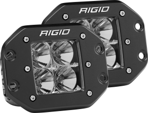 Rigid Industries Flood Flush Mount Black Pair D-Series Pro - 212113