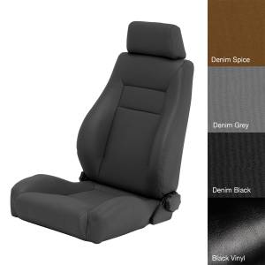 Smittybilt - Smittybilt Contour Sport Seat Denim Black No Drilling Installation Front Bucket Seat w/Recliner Incl. Headrest - 49515 - Image 2