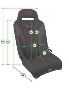 PRP Seats - PRP Polaris RZR PRO XP/PRO R/Turbo R RST Suspension Seat- Black/Red - A4101-PORXP-204 - Image 2