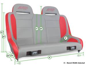 PRP Seats - PRP  Jeep Wrangler JKU/JLU Elite Series Rear Bench- Red - A9240-47-72 - Image 2