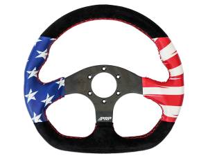 PRP Seats - PRP Suede New Glory D-Shaped Steering Wheel - Black/Red/White/Blue - G246 - Image 1