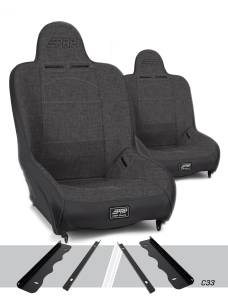 PRP Seats - PRP Premier High Back Suspension Seats Kit for 95-01 Jeep Cherokee XJ (Pair), Gray - A100110-C33-54 - Image 1