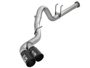 aFe Power Rebel XD Series 4 IN 409 Stainless Steel DPF-Back Exhaust w/Dual Black Tips Ford Diesel Trucks 17-23 V8-6.7L (td) - 49-43102-B