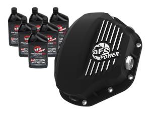 aFe Power - aFe Power Pro Series Rear Differential Cover Kit Black w/ Machined Fins & Gear Oil Dodge Diesel Trucks 94-02 / Ford Diesel Trucks 99-07 - 46-70032-WL - Image 1