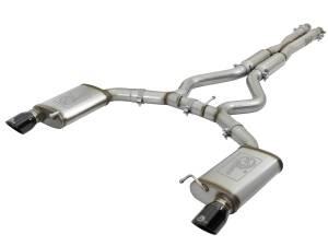 aFe Power - aFe Power MACH Force-Xp 304 Stainless Steel Cat-Back Exhaust w/ Resonator Black Tip Ford Mustang 15-17 V8-5.0L/V6-3.7L - 49-33087-B - Image 1