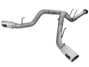 aFe Power Large Bore-HD 4 IN 409 Stainless Steel DPF-Back Exhaust System w/Polished Tip Ford Diesel Trucks 11-14 V8-6.7L (td) - 49-43065-P