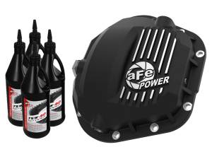 aFe Power Pro Series Rear Differential Cover Kit Black w/ Machined Fins & Gear Oil Ford F-250/F-350/Excursion 99-16 V8-7.3L/6.0L/6.4L/6.7L (td) - 46-70082-WL