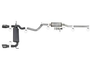 aFe Power - aFe Power Rebel Series 2-1/2 IN 409 Stainless Steel Cat-Back Exhaust System w/ Black Tips Jeep Wrangler (JK) 07-18 V6-3.6L/3.8L - 49-48062-B - Image 5