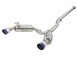 aFe Power Takeda 3 IN to 2-1/2 IN 304 Stainless Steel Cat-Back Exhaust w/ Blue Flamed Tips Mitsubishi Lancer EVO X 08-15 L4-2.0L (t) - 49-36701-L