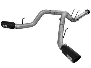 aFe Power Large Bore-HD 4 IN 409 Stainless Steel DPF-Back Exhaust System w/Black Tip Ford Diesel Trucks 11-14 V8-6.7L (td) - 49-43065-B