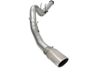 aFe Power Large Bore-HD 5 IN 409 Stainless Steel DPF-Back Exhaust System w/Polished Tip Ford Diesel Trucks 15-16 V8-6.7L (td) - 49-43064-P