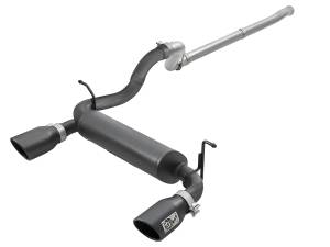 aFe Power Rebel Series 2-1/2 IN 409 Stainless Steel Cat-Back Exhaust w/ Black Tip Jeep Wrangler (JL) 18-23 V6-3.6L - 49-48076-B