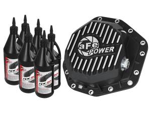 aFe Power Pro Series Rear Differential Cover Black w/ Machined Fins & Gear Oil Ford Diesel Trucks 17-23 V8-6.7L (td) (Dana M275-14) - 46-70352-WL