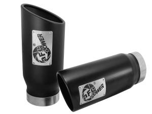 aFe Power MACH Force-Xp 409 Stainless Steel Clamp-on Exhaust Tip Black 4 IN Inlet x 5 IN Outlet x 12 IN L - 49T40506-B12