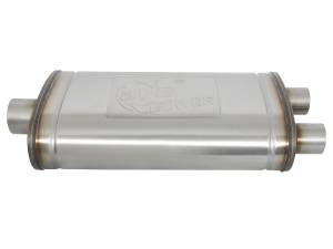 aFe Power - aFe Power MACH Force-Xp 409 Stainless Steel Muffler 3 IN ID Center/2-1/2 IN ID Dual-Outlet x 11 IN W x 6 IN H x 22 IN L - Oval Body - 49M00014 - Image 2