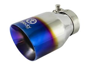 aFe Power Takeda 304 Stainless Steel Clamp-on Exhaust Tip Blue Flame 2-1/2 IN Inlet x 4 IN Outlet x 7 IN L - 49T25404-L07