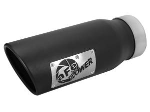 aFe Power MACH Force-Xp 409 Stainless Steel Clamp-on Exhaust Tip Black - Left - Exit 3-1/2 IN Inlet x 4-1/2 IN Outlet x 12 IN L - 49T35452-B12