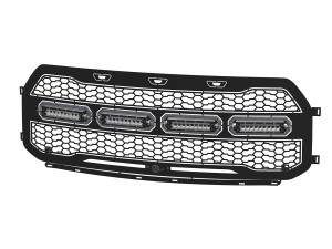 aFe Power - aFe Power Scorpion Complete Replacement Tread Design Grille Flat Black w/ LED Lights Ford F-150 Raptor 17-20 - 79-21001L - Image 1