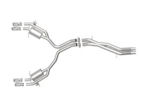 aFe Power - aFe Power MACH Force-Xp 3 IN to 2-1/2 IN Stainless Steel Cat-Back Exhaust System Polished Audi RS5 Coupe 18-20 V6-2.9L (t) - 49-36427-P - Image 3